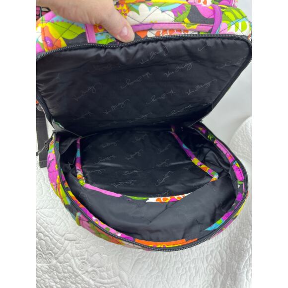 Vera Bradly Pink/Green Va Va Bloom Floral Pattern Backpack School Travel Roomy - Picture 6 of 14